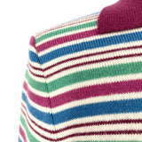 Demetre Women's Burgundy Multi-Color Size M 1/4 Button Wool Stripe Sweater