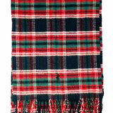 Polo Ralph Lauren Black Red Green Tartan Plaid Cashmere Fringe Scarf