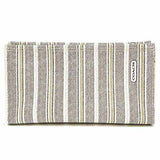 Coach Legacy Ticking Stripe Coated Canvas Black White Zip Clutch