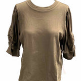 FRAME Frankie Women's Army Green Size L Puff Sleeve Short Sleeve Top