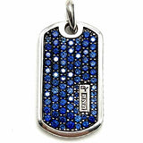 DAVID YURMAN 925 Sterling Silver Blue Dog Tag Sapphire Pendant