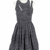 cinq a sept Pandora Women's Black White Size 6 Pleated Speckled Dress