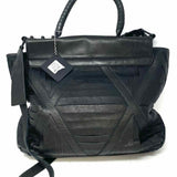 L.A.M.B. Khasi Black Top Handle Geometric Leather Messenger Bag
