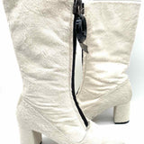 Calvin Klein Collection Women's White Size 9.5 Block Heel Calf Hair Boots