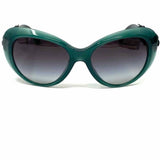 Chanel 5318 Acetate Green Oval Camellia Leather Made in Italy Sunglasses