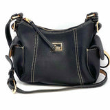 Dooney & Bourke Black Zip Pebbled Leather Side Pocket Crossbody