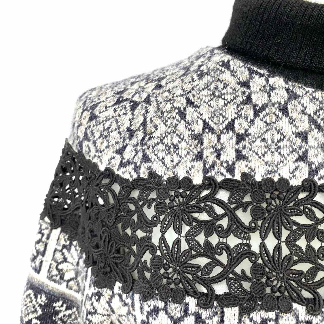 Chanel Women's Black & White Size 36/S Mock Neck Mohair Blend Knit Sweater