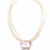 Estate 925 Sterling Silver Light Pink Multi-strand 20.5" Pendant Pearl Necklace