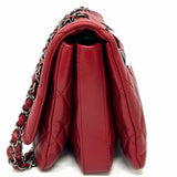 Chanel 2012 Accordion 3 Flap Bag Red Quilted Lamb Leather Shoulder Bag