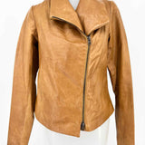 Vince Women's Caramel Size S Asymmetrical Leather Jacket