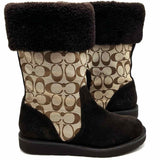 Coach Kally Winter Women's Brown Beige Size 8.5 Suede Signature Boots