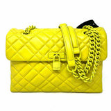 Kurt Geiger Brixton Lock Yellow Convertible Quilted Leather Shoulder Bag