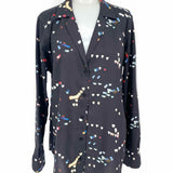 Equipment Femme Women's Black Size L Button Down Heart Long Sleeve