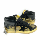 Golden Goose 12.2 Women's Black Gold Sz 38/8 High Top Leather Metallic Sneakers