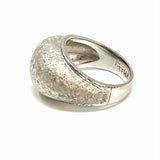 Estate size 6 14K White Gold Dome Florentine Finish Ring