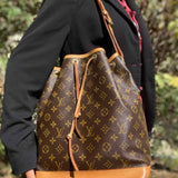 LOUIS VUITTON 2001 Noe GM Brown Monogram Made in France Bucket Bag