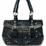 Coach Limited Edition Hampton Y2K No. F0793 Black Tote Studded Leather Satchel
