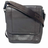 TUMI Brown Flap Pebbled Leather Messenger Bag