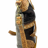 Myra Bags Roltold Calf Hair White Brown Square Cow Leather Crossbody