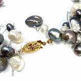 Estate Gray White Beaded 18" Tassel Pearl Necklace