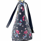 Coach Coated Canvas Navy Zip Top Floral Tote