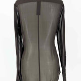 Theory Women's Brown Size S Button Down Silk Blend Ruffled Long Sleeve