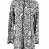 Cynthia Rowley Women's Gray White Size M Zip jacquard Cotton Blend Cardigan