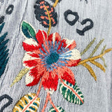 johnny was Women's Blue Size S tunic Embroidered Short Sleeve Top