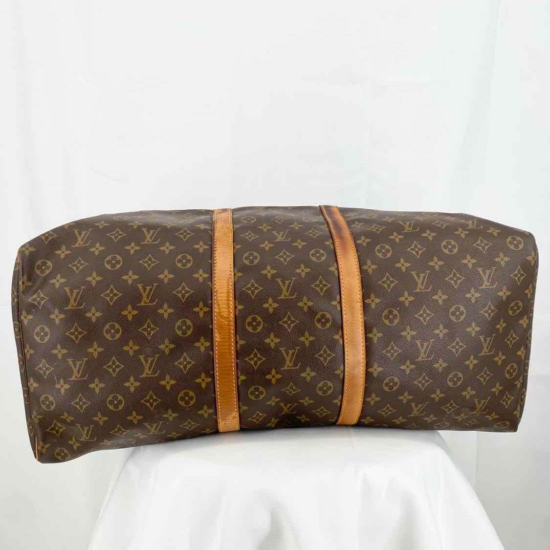LOUIS VUITTON 1990 Keepall 60 Coated Canvas Brown Monogram Vintage Duffle Bag