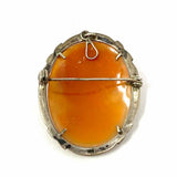 Vintage Mid Century Orange Oval 1.5" Carved CAMEO Brooch