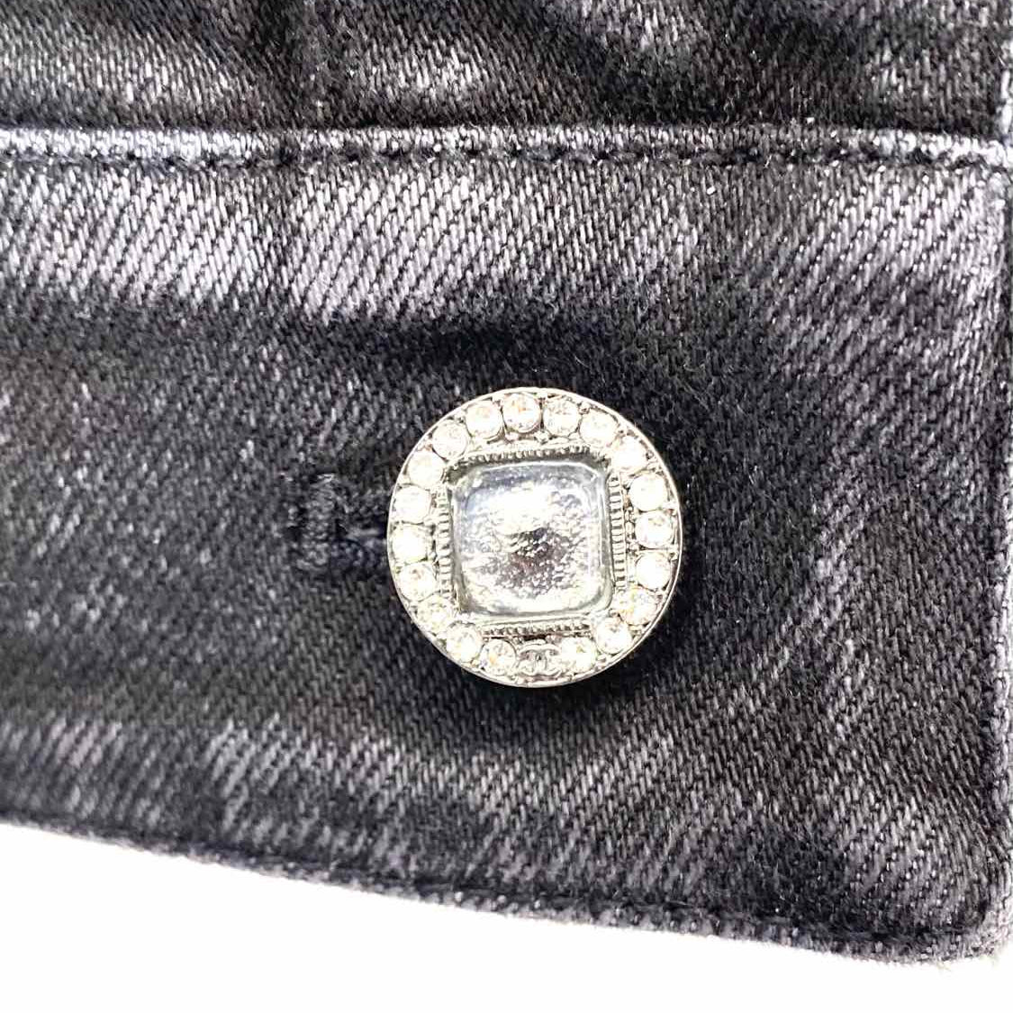 Chanel Women's Black Size 34/XS Denim Jacket w/ Black & White Shag Details