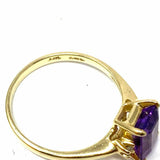 Estate size 7 10K Gold Purple Emerald Cut Amethyst Diamond Ring