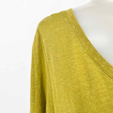 Eileen Fisher Women's Chartreuse Size L V-Neck Linen Long Sleeve
