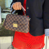 LOUIS VUITTON Croisette Coated Canvas Brown Top Handle Damier Ebene Crossbody