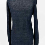 Theory Women's Navy Size S/P Crew Linen Blend Lightweight Sweater