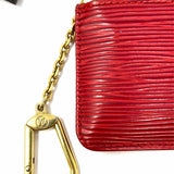 LOUIS VUITTON 1995 Pochette Cles Keychain Vintage Red Zip Epi Leather Coin Purse