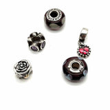 PANDORA 925 Sterling Silver Murano Glass 5 Piece Multi-Color Charm Jewelry Set