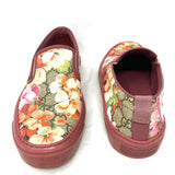 Gucci Blooms Women's Red Gray Size 36.5 Slip on Floral GG Supreme Sneakers