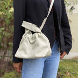 DeMellier Santa Monica Off White Scrunch Leather Crossbody