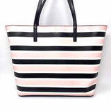 Kate Spade Janie Medium Black Pink Stripe Tote