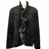 Alpine Studios Women's Black Size L Ruffled Faux Fur Jacket
