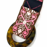 Martinis & More Pink Brown Embroidered Belt