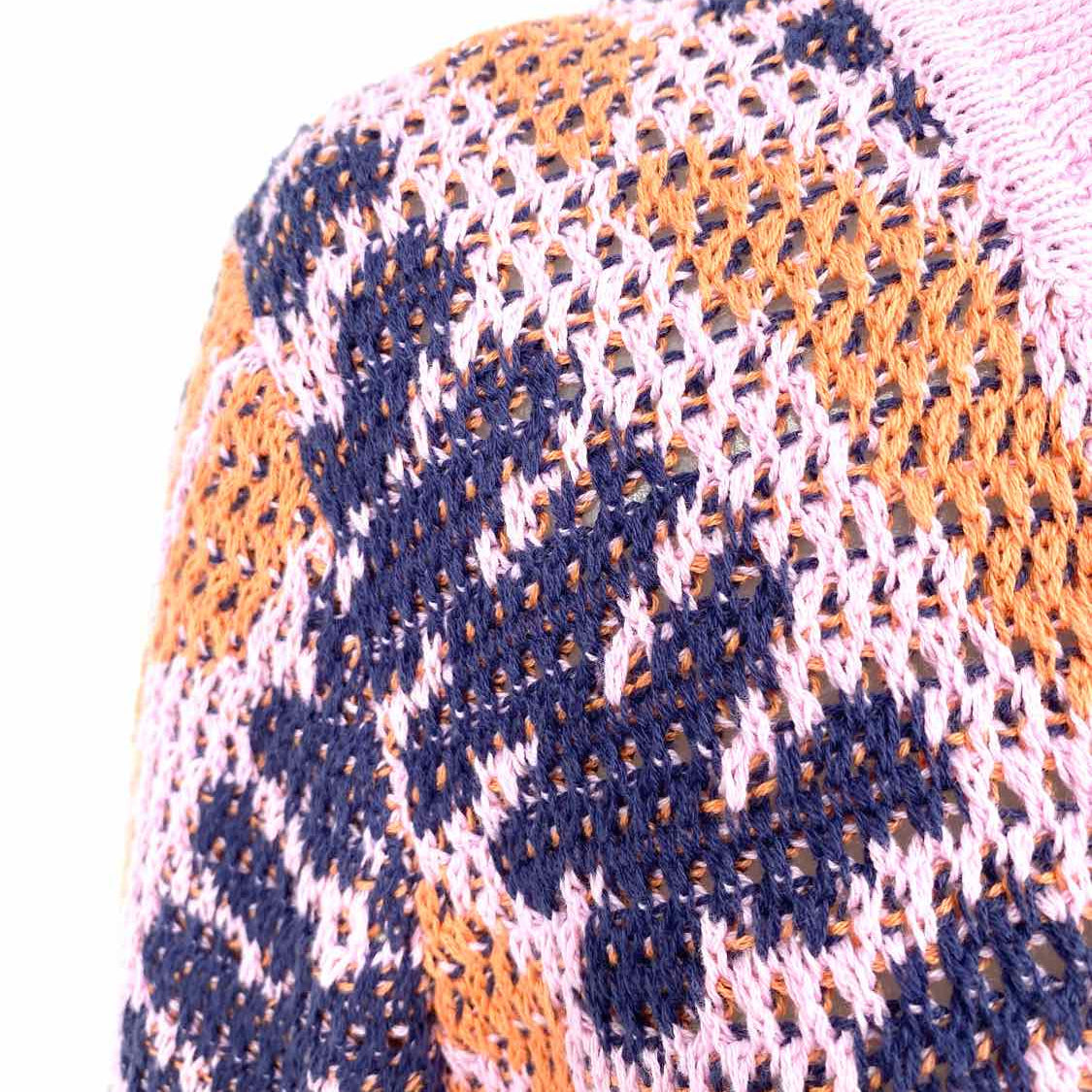 Nic + Zoe Women's Blue Pink Orange Size S tunic jacquard Cotton Abstract Sweater
