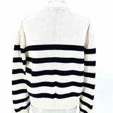 jenni kayne Women's Black White Size XS Button Down Pima Cotton Stripe Cardigan