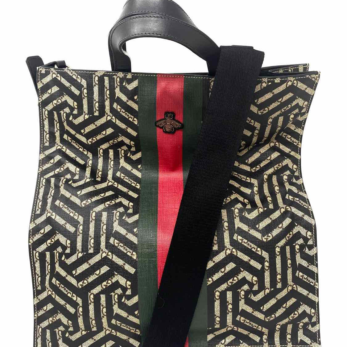 Gucci 2017 Soft GG Caleido Green Red Web Beige Tote