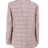 Olivaceous Women's Pink Size M Double Breasted Tweed Glitter Blazer