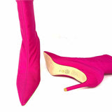 Stuart Weitzman Women's Hot Pink Size 7.5 Stiletto Stretch Boots