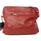 VERA PELLE Red Top Handle pleated Pebbled Leather Satchel