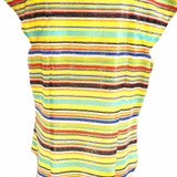 CARLISLE Women's Multi-Color Size 12 Cap Sleeve Silk Sequined Short Sleeve Top