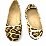 Chloe Women's Brown Size 38/8 Scalloped Calf Hair Cheetah Print Flats